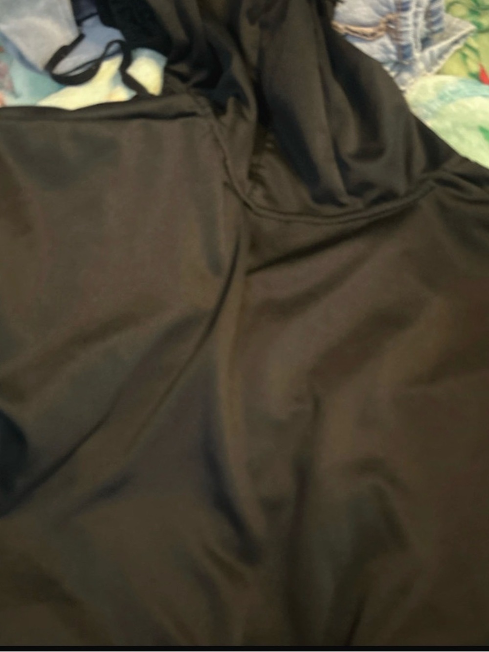 Mondetta Black Satin-Look Top with Gold Logo